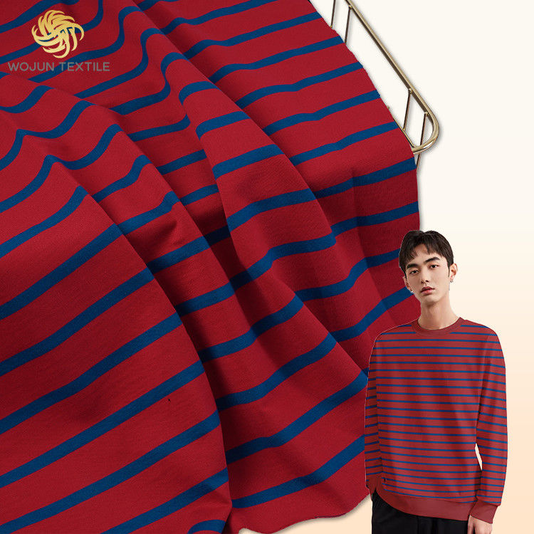Tessuto a strisce blu e rosso francese larghezza 200 cm cotone puro per felpa con cappuccio