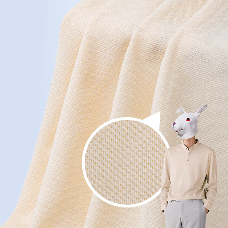 Fabbricazione a doppio filo di cotone Pique resistente alle rughe Materiale per magliette di colore puro