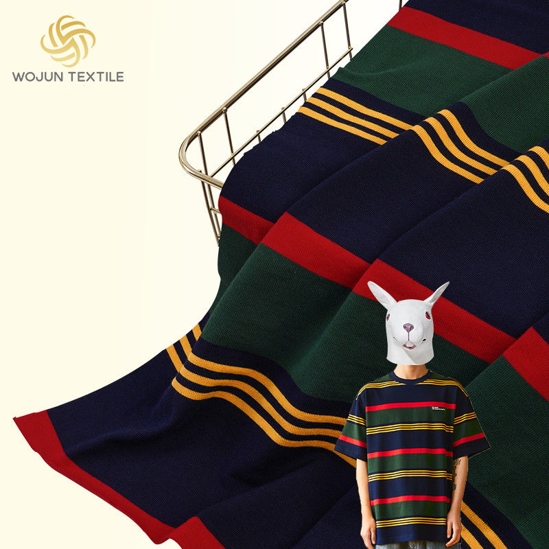 100% di cotone spessa e traspirante tessuto a maglia a righe morbido e multicolore per maglietta
