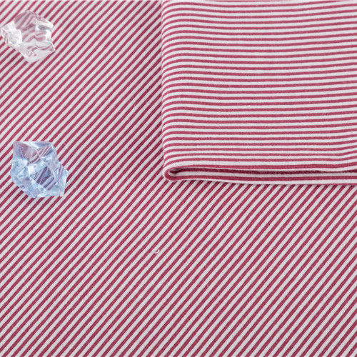 40S Tessuto a maglia a strisce Filato doppio Tessuto morbido 200gm Puro cotone per abbigliamento sportivo