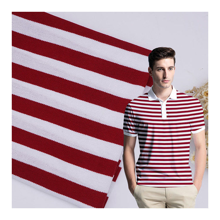 Materiale a strisce multicolore Tissu 175gm Polo Shirt Filato di cotone Tessuto tinto