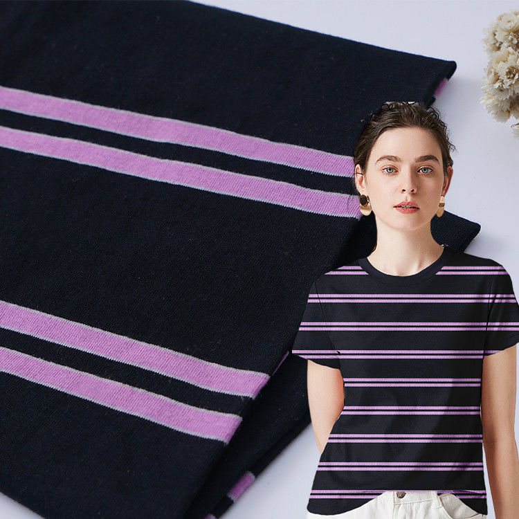 Confortevole cotone semplice sudore assorbente materiale a strisce tessuto per T-shirt