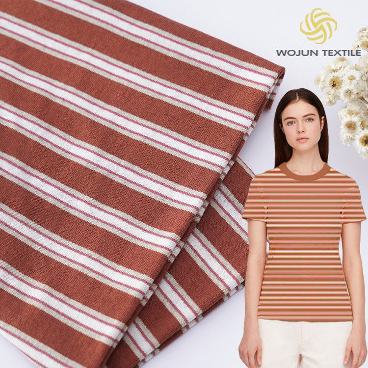 Buona consistenza Ramie Maglietta di cotone a righe 190gm Tessuto di cotone pettinato a maglia per camicia casual