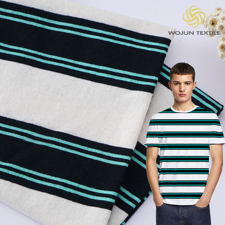 Forte assorbimento del sudore Puro cotone e lino Single Jersey Materiale a strisce Tessuto per polo