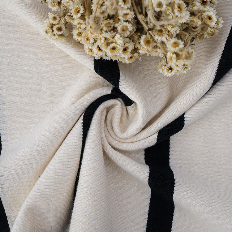 Elegante e resistente Comodo e doppio filato di cotone semplice Tessuto di cotone a righe per maglietta