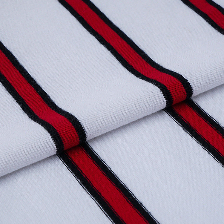 Tessuto di filato doppio di alta qualità e assorbente del sudore Tessuto di cotone a righe per T-shirt