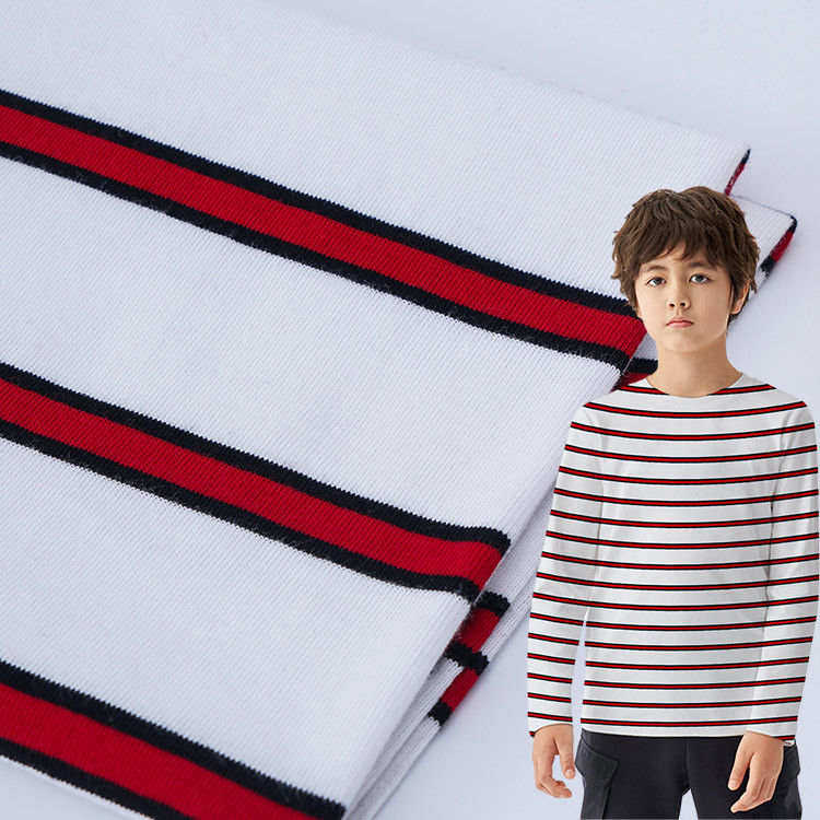 Tessuto di filato doppio di alta qualità e assorbente del sudore Tessuto di cotone a righe per T-shirt