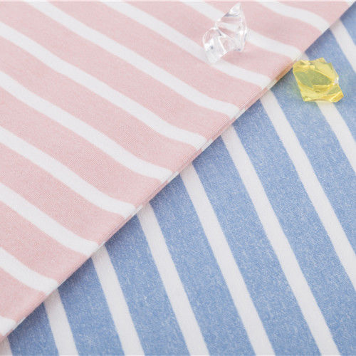 Tessuto chiaro e elegante di alta qualità di cotone sentimento a righe tessuto a maglia per maglietta