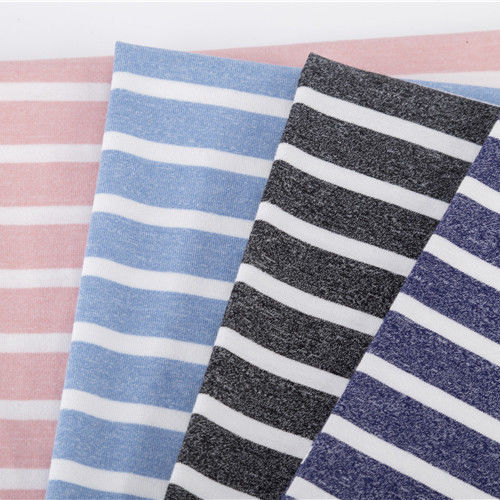 Tessuto chiaro e elegante di alta qualità di cotone sentimento a righe tessuto a maglia per maglietta
