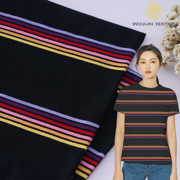 Materiale a strisce di cotone puro, resistente all'usura e sano per la pelle, tessuto per magliette