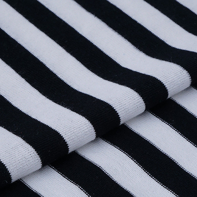 Stoffa di cotone puro a strisce per magliette, respirabile, idratante e alla moda