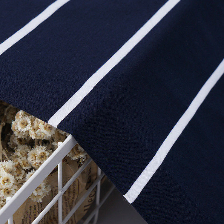Supporta la personalizzazione e il tessuto di materiale a strisce di cotone di moda e morbido per la maglietta