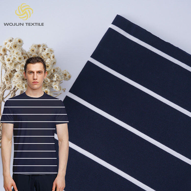 Supporta la personalizzazione e il tessuto di materiale a strisce di cotone di moda e morbido per la maglietta