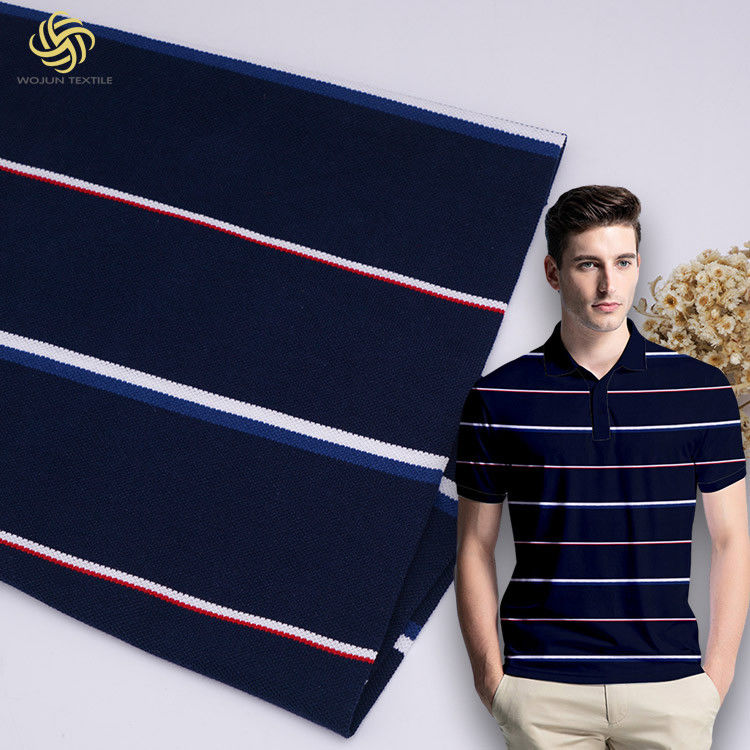 Cotton pettinato e filati ecologici Tissu tinto a righe Tessuto a maglia per polo