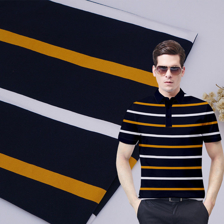 Tissu a maglia a strisce ad alta resistenza al colore e ad assorbimento di umidità per polo