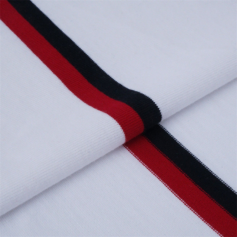 Materiale a maglia a strisce di alta qualità e non facile da deformare, traspirante e rinfrescante, per polo.