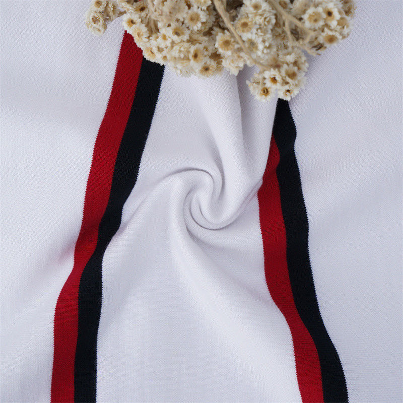 Materiale a maglia a strisce di alta qualità e non facile da deformare, traspirante e rinfrescante, per polo.