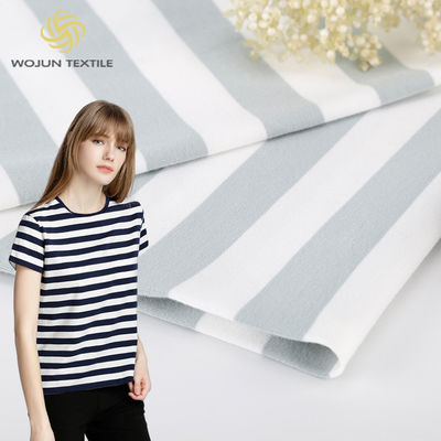 Tissu a maglia a strisce a maglia singola 95% cotone 5% spandex 170g abbigliamento estivo