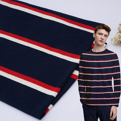 Un buon prezzo. Tessuto a maglia a strisce colorato a bassa contrazione, 100% cotone, texture 40S in linea