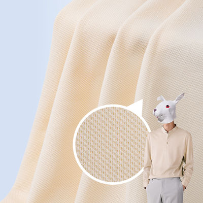 Fabbricazione a doppio filo di cotone Pique resistente alle rughe Materiale per magliette di colore puro
