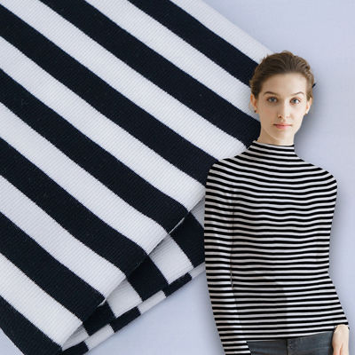 100 Cotton Interlock Fabric Respirante Materiale di costole morbide a strisce per il terry francese