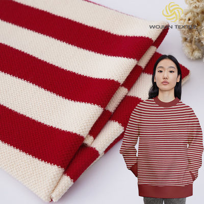 Il filato del piquè tinto tricotta il tessuto Terry Cloth barrato molle rosso e bianco di 320g