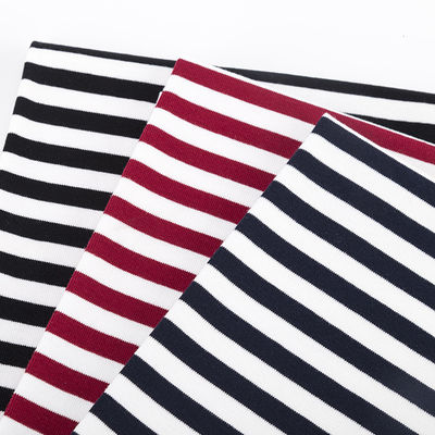 Materiale a strisce del cotone di Lycra Rib Knit Fabric Summer della pianura su ordinazione della maglietta