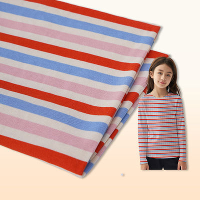 Maglietta a bassa contrazione T-shirt di cotone Tessuto di filato colorante T-shirt a maniche lunghe Tessuto