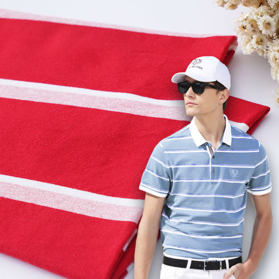 Camicia da polo Lycra semplice e traspirante in tessuto di cotone a strisce
