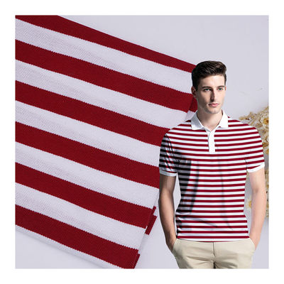 Un buon prezzo. Materiale a strisce multicolore Tissu 175gm Polo Shirt Filato di cotone Tessuto tinto in linea