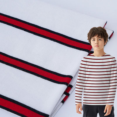 Tessuto di filato doppio di alta qualità e assorbente del sudore Tessuto di cotone a righe per T-shirt
