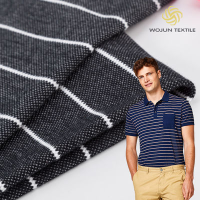 Pique Elasticità Tissu di cotone a righe resistente all'usura per polo