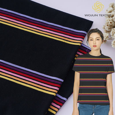 Materiale a strisce di cotone puro, resistente all'usura e sano per la pelle, tessuto per magliette