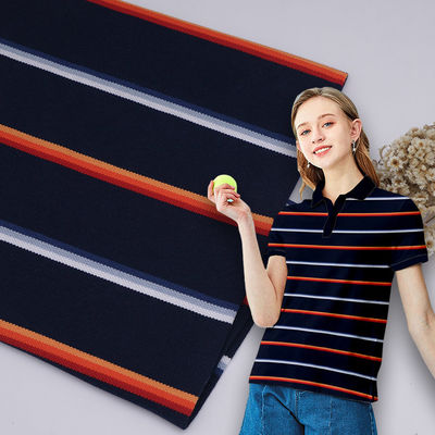 Tissu di cotone pettinato e tessuto a maglia a strisce per polo casual