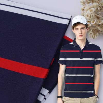 Stoffa a maglia a strisce naturale e ecologica per polo