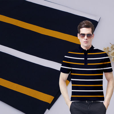 Tissu a maglia a strisce ad alta resistenza al colore e ad assorbimento di umidità per polo