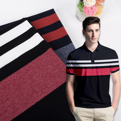 Tessuto a maglia a strisce elastico per polo, rispettoso dell'ambiente, assorbente del sudore