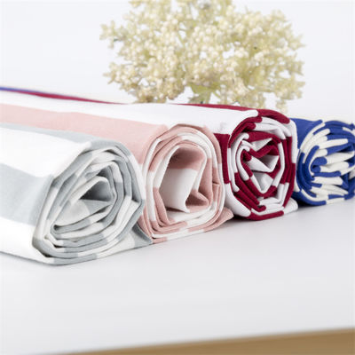 Un buon prezzo. Salutevole, liscia, amichevole per la pelle, buona elasticità, tessuto a maglia a strisce naturale per abbigliamento casual in linea