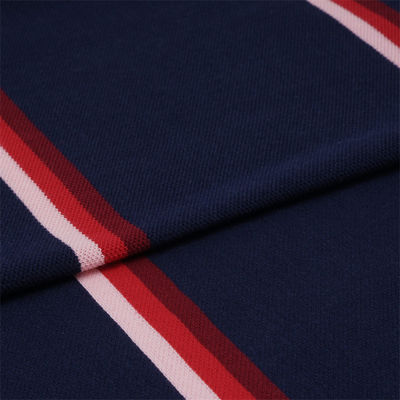 Un buon prezzo. Buona consistenza, respirabile, resistente all'usura, tessuto a maglia a righe per polo in linea