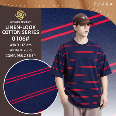 Un buon prezzo. Tessuto a maglia a righe liscio, traspirante e traspirante per T-shirt in linea