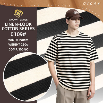 Un buon prezzo. Serie Dry-Touch: Tessuto a maglia a strisce a 100% di cotone in linea