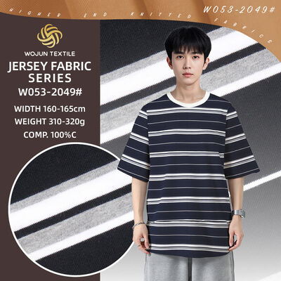 Un buon prezzo. Tissu di cotone a strisce di buona qualità e respirabile per magliette in linea