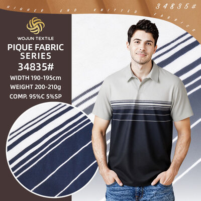 Un buon prezzo. Tessuto piqué di cotone a righe da 195 cm: Elasticità ultra-ampia per polo moderne in linea