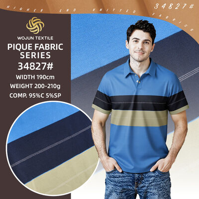 Un buon prezzo. Tessuto Piqué di Cotone a Righe da 190 cm: Stretch Tinto in Filo per Polo Moderne in linea