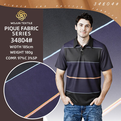 Un buon prezzo. Stoffa Pique di cotone a strisce da 180 grammi: il misto Summerweight 97/3 in linea