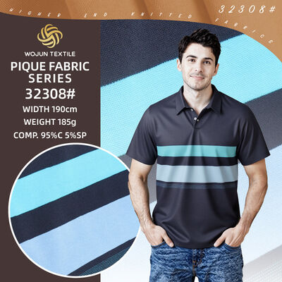 Un buon prezzo. Tessuto Piqué di Cotone a Righe da 190 cm: Stretch Tinto in Filo per Polo Moderne in linea