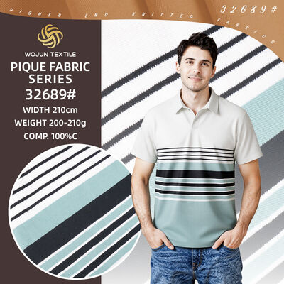 Un buon prezzo. Tessuto Piqué di Cotone a Righe da 190 cm: Stretch Tinto in Filo per Polo Moderne in linea