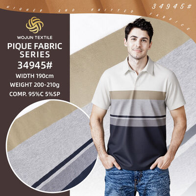 Un buon prezzo. Tessuto Pique di cotone a righe di qualità superiore: la soluzione Spandex al 95% di cotone al 5% per polo personalizzati in linea