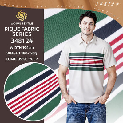 Un buon prezzo. Tessuto Pique di cotone a righe di qualità superiore: la soluzione Spandex al 95% di cotone al 5% per polo personalizzati in linea