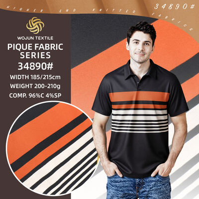 Un buon prezzo. Tessuto Pique di cotone a righe di qualità superiore: la soluzione Spandex al 95% di cotone al 5% per polo personalizzati in linea
